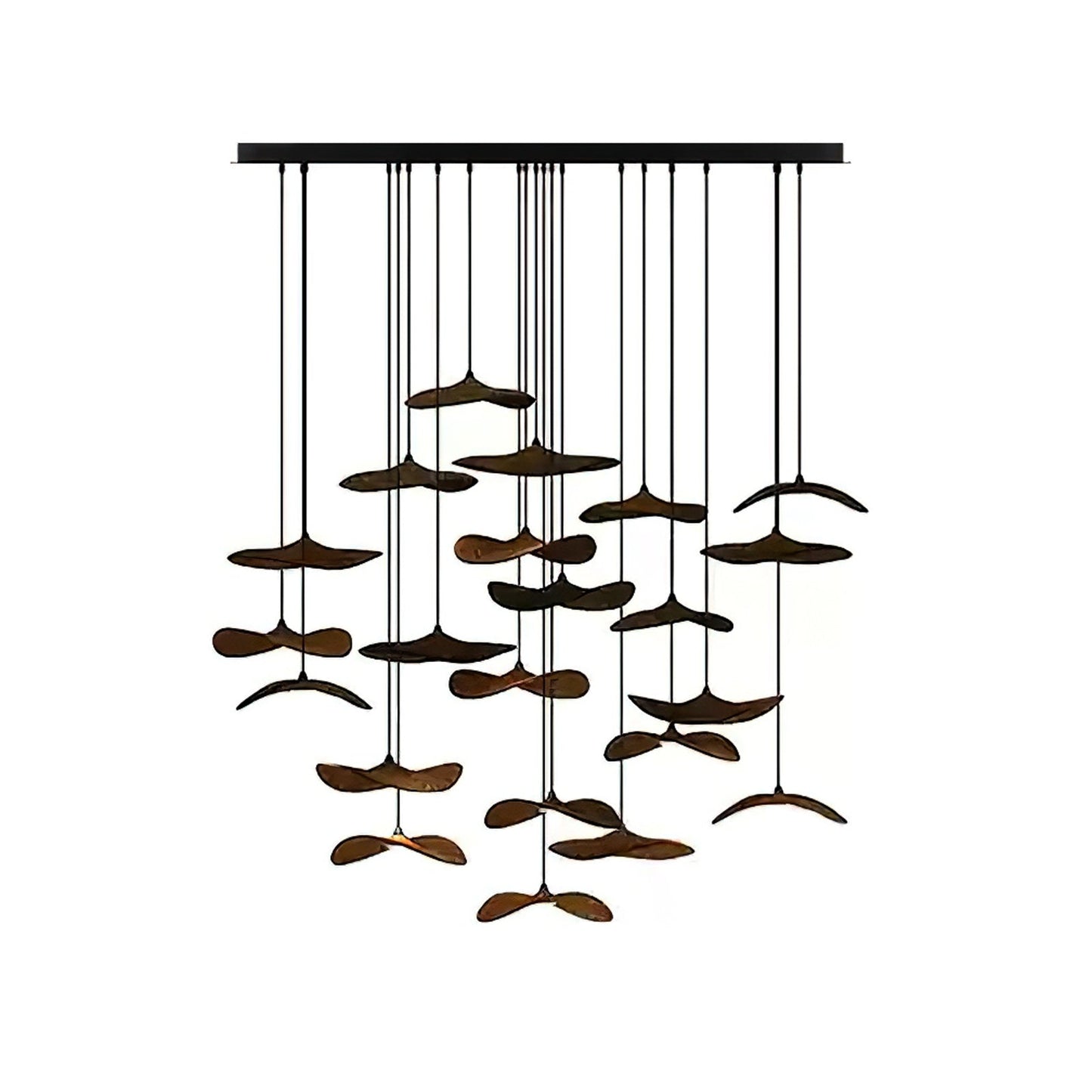 Empty Leaf Chandelier 22Heads ∅ 51.2’’ x H 42.5’’ / Walnut Color / Warm Light Chandelier