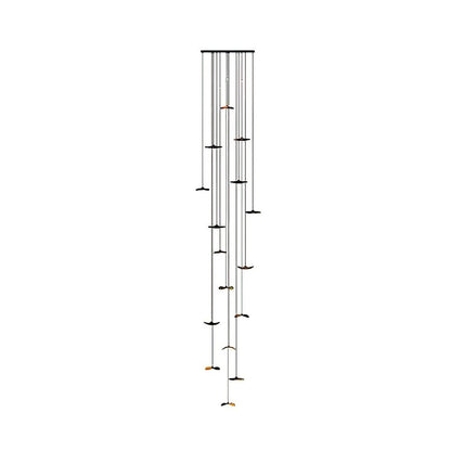 Empty Leaf Chandelier 16Heads ∅ 47.2 x H 216.5’’ / Walnut Color / Warm Light Chandelier
