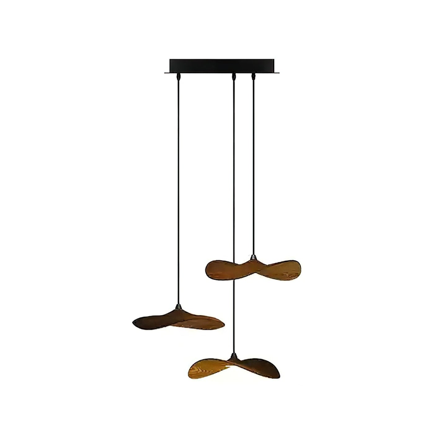 Empty Leaf Chandelier 3Heads ∅ 18.9’’ x H 13.8’’ / Walnut Color / Warm Light Chandelier