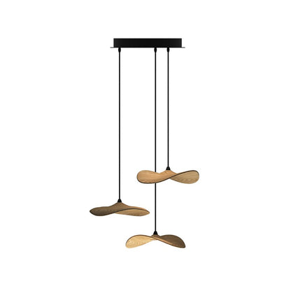 Empty Leaf Chandelier 3Heads ∅ 18.9’’ x H 13.8’’ / Wood Color / Warm Light Chandelier