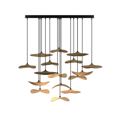 Empty Leaf Chandelier 16Heads ∅ 47.2’’ x H 29.5’’ / Wood Color / Warm Light Chandelier