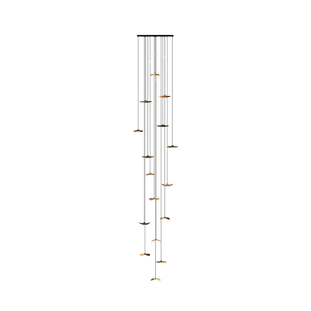 Empty Leaf Chandelier 16Heads ∅ 47.2 x H 216.5’’ / Wood Color / Warm Light Chandelier