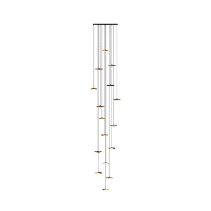 Empty Leaf Chandelier 16Heads ∅ 47.2 x H 216.5’’ / Wood Color / Warm Light Chandelier