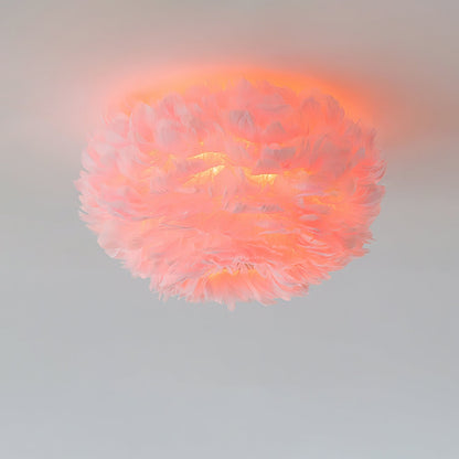 Feathered Ceiling Lamp ∅ 19.7″ x H 11.8″ / Pink Ceiling lamp