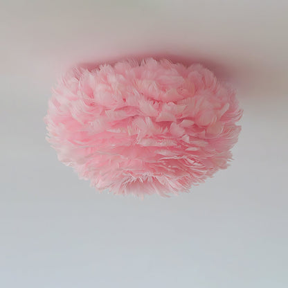 Feathered Ceiling Lamp ∅ 15.7″ x H 9.8″ / Pink Ceiling lamp