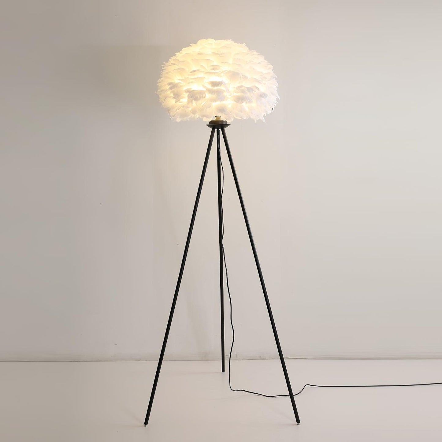 Eos Feather Floor Lamp ∅ 19.6″ x H 59″/ Dia 50cm x H 150cm / Blakc & White / US plug Floor lamp