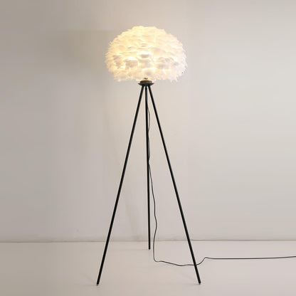 Eos Feather Floor Lamp ∅ 19.6″ x H 59″/ Dia 50cm x H 150cm / Blakc & White / US plug Floor lamp