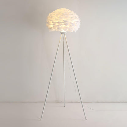Eos Feather Floor Lamp ∅ 19.6″ x H 59″/ Dia 50cm x H 150cm / White & White / US plug Floor lamp
