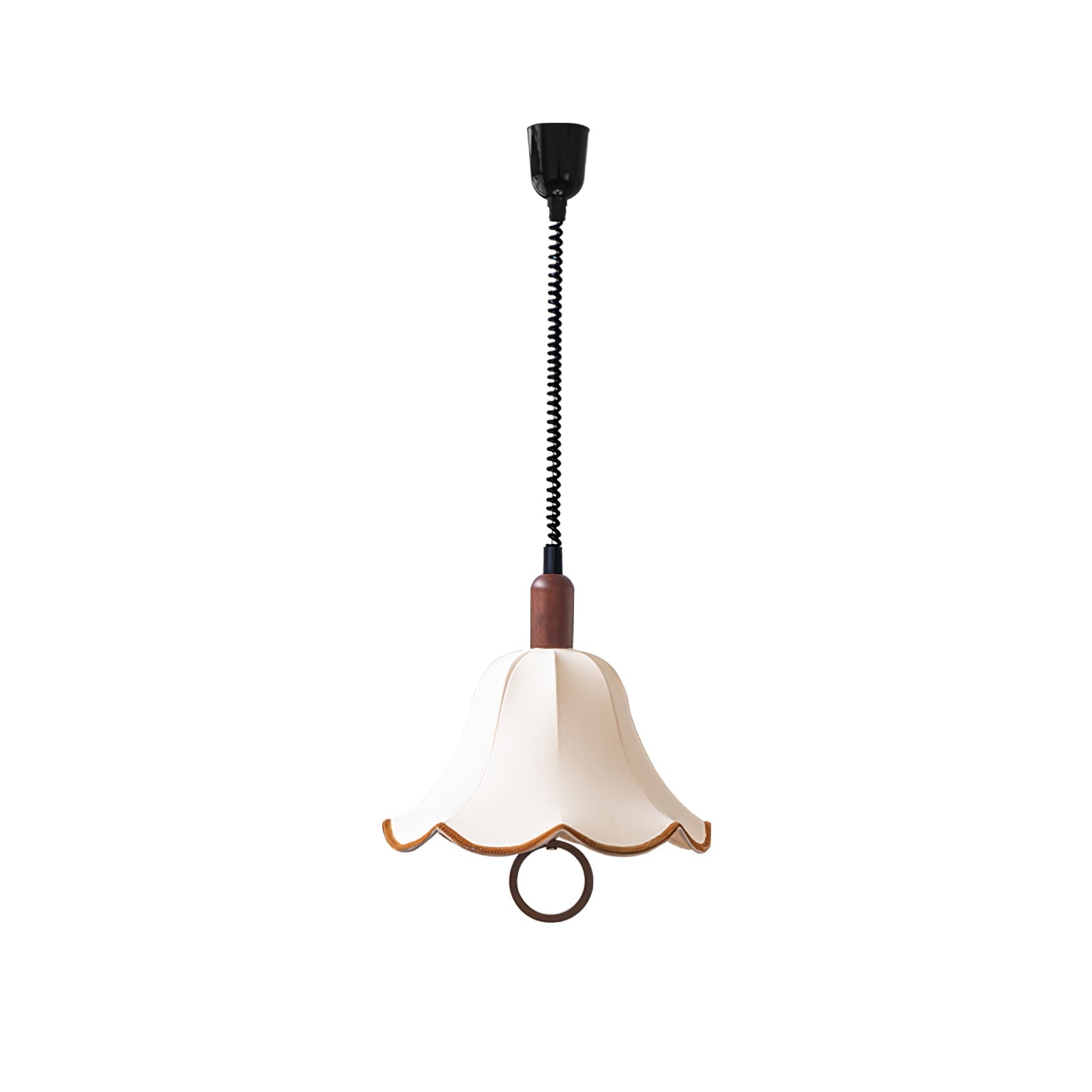 Eryn Fabric Pendant Light ∅ 15.4″ x H 17.3″ / Dia 39cm x H 44cm / Dark walnut & Beige Pendant light