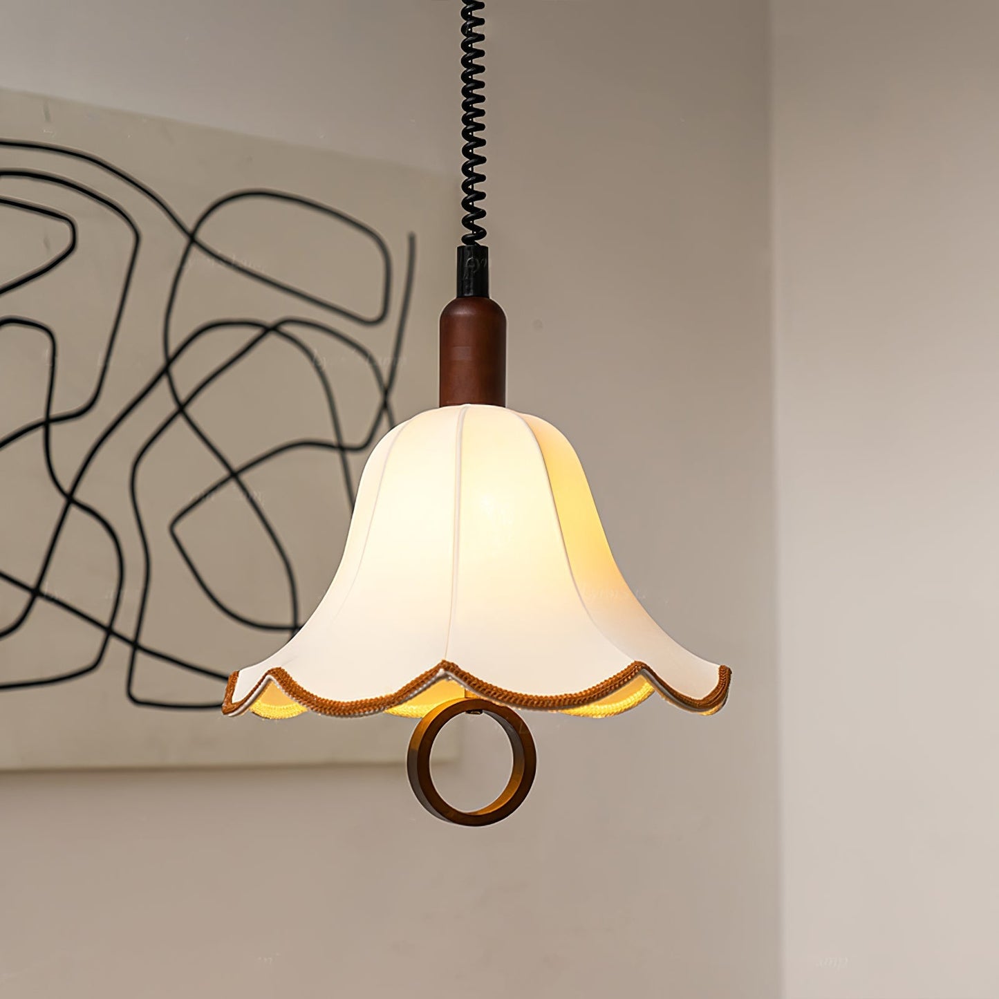 Eryn Fabric Pendant Light ∅ 15.4″ x H 17.3″ / Dia 39cm x H 44cm / Dark walnut & Beige Pendant light
