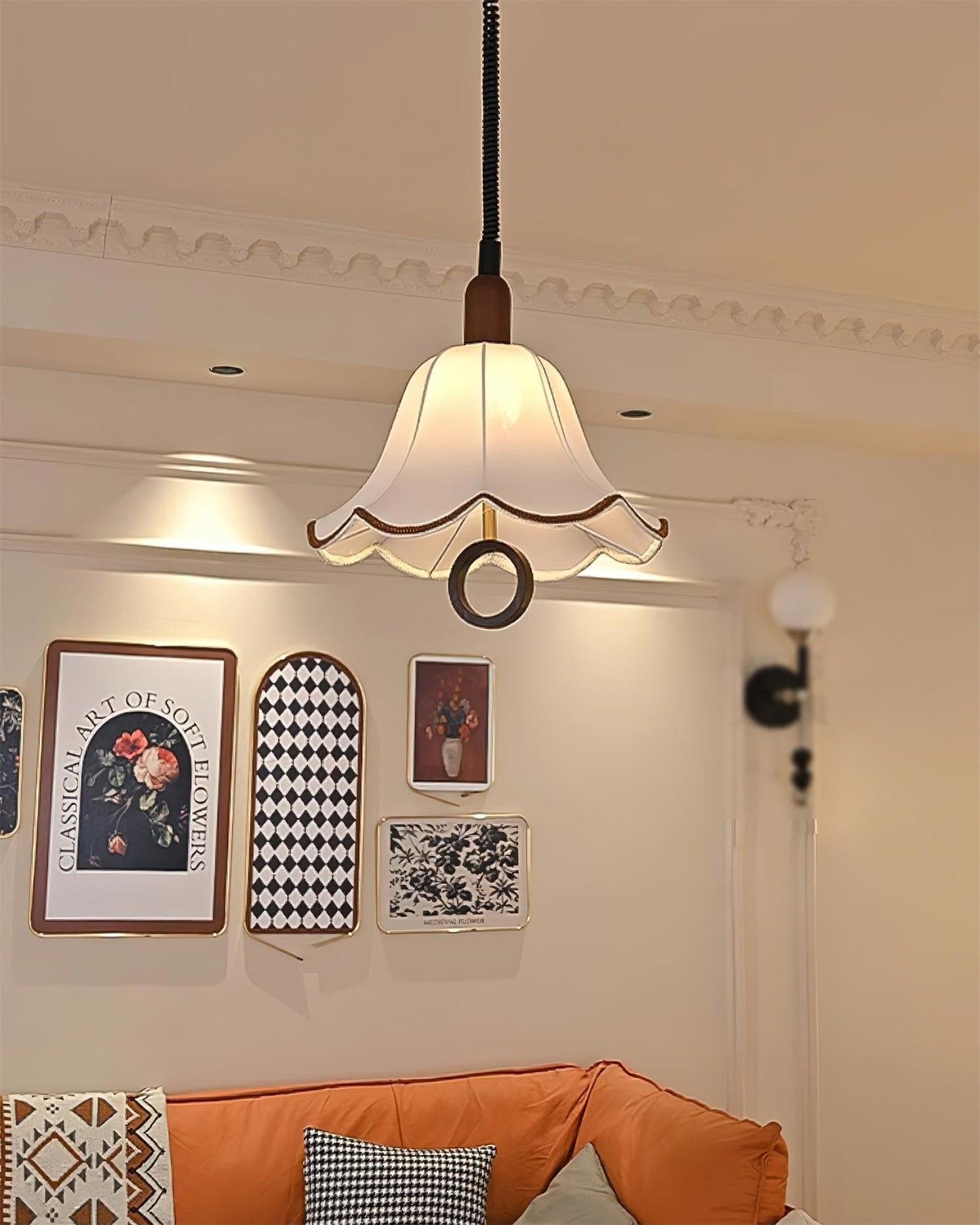 Eryn Fabric Pendant Light ∅ 15.4″ x H 17.3″ / Dia 39cm x H 44cm / Dark walnut & Beige Pendant light