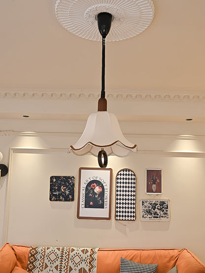 Eryn Fabric Pendant Light ∅ 15.4″ x H 17.3″ / Dia 39cm x H 44cm / Dark walnut & Beige Pendant light