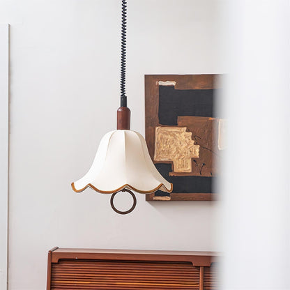 Eryn Fabric Pendant Light ∅ 15.4″ x H 17.3″ / Dia 39cm x H 44cm / Dark walnut & Beige Pendant light
