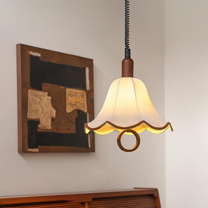 Eryn Fabric Pendant Light ∅ 15.4″ x H 17.3″ / Dia 39cm x H 44cm / Dark walnut & Beige Pendant light