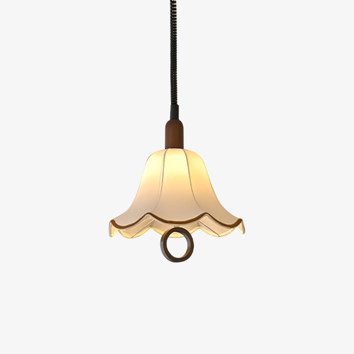 Eryn Fabric Pendant Light ∅ 15.4″ x H 17.3″ / Dia 39cm x H 44cm / Dark walnut & Beige Pendant light