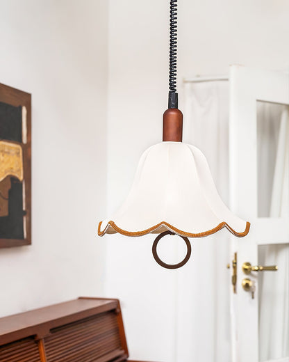 Eryn Fabric Pendant Light ∅ 15.4″ x H 17.3″ / Dia 39cm x H 44cm / Dark walnut & Beige Pendant light