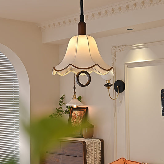 Eryn Fabric Pendant Light ∅ 15.4″ x H 17.3″ / Dia 39cm x H 44cm / Dark walnut & Beige Pendant light