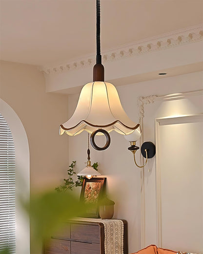 Eryn Fabric Pendant Light ∅ 15.4″ x H 17.3″ / Dia 39cm x H 44cm / Dark walnut & Beige Pendant light