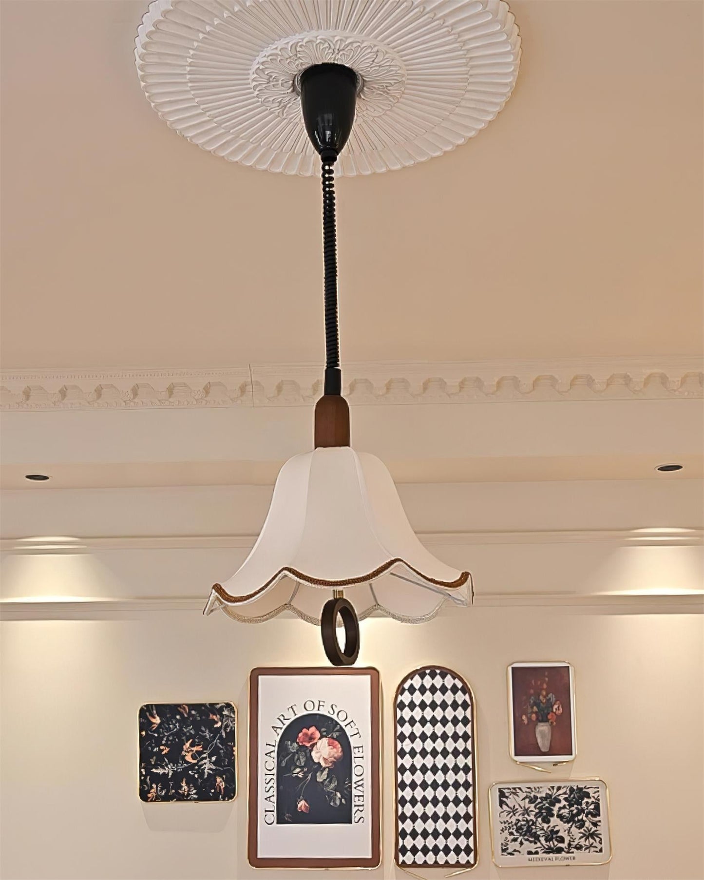 Eryn Fabric Pendant Light ∅ 15.4″ x H 17.3″ / Dia 39cm x H 44cm / Dark walnut & Beige Pendant light