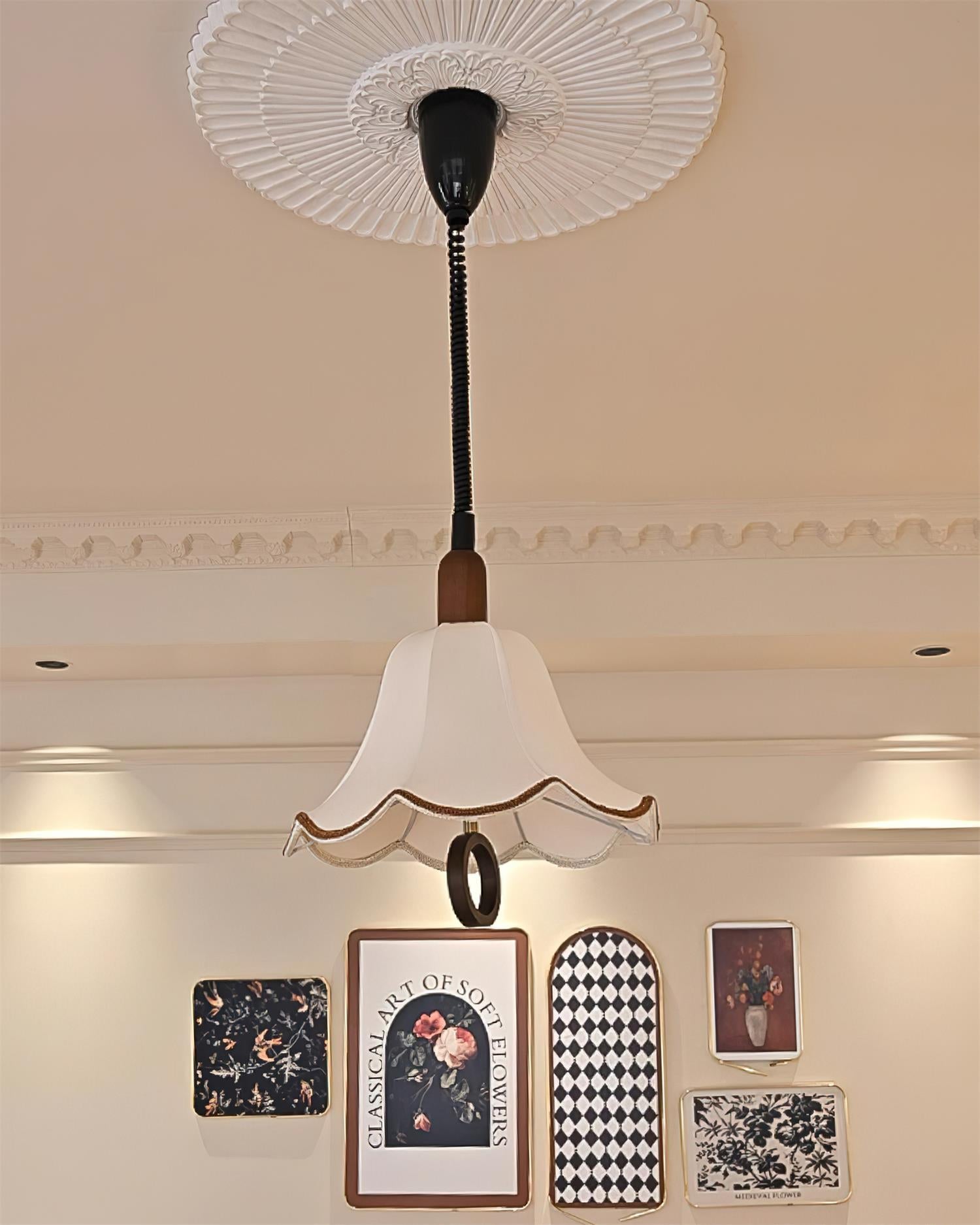 Eryn Fabric Pendant Light ∅ 15.4″ x H 17.3″ / Dia 39cm x H 44cm / Dark walnut & Beige Pendant light
