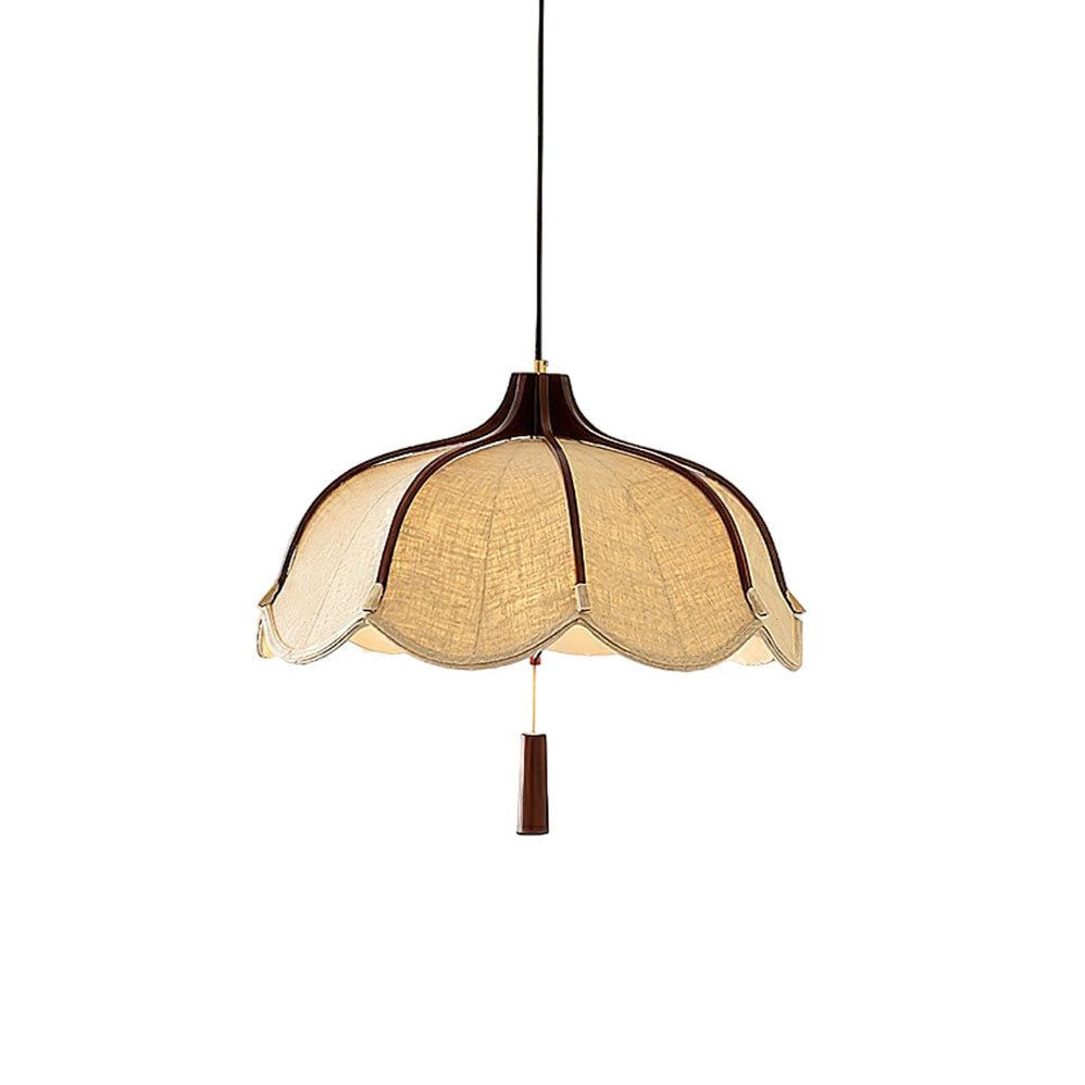 Evelyn Pendant Lamp Dia 40cm x H 30cm / ∅ 15.7″ x H 11.8″ / Walnut wood & Beige Pendant light