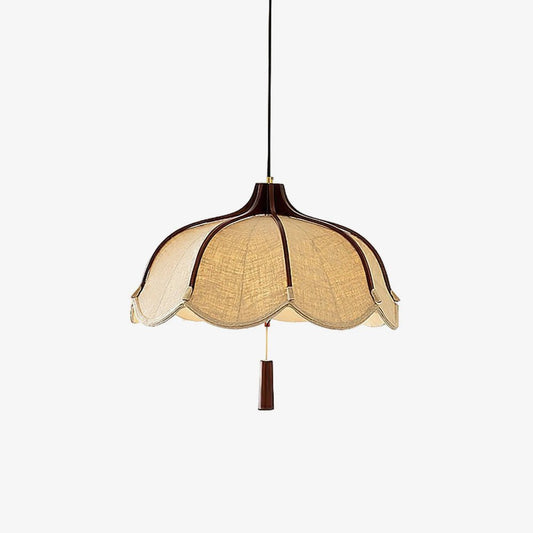 Evelyn Pendant Lamp Dia 50cm x H 30cm / ∅ 19.7″ x H 11.8″ / Walnut wood & Beige Pendant light