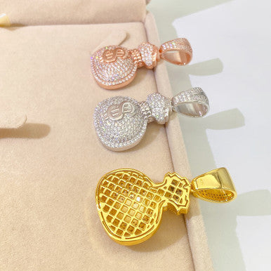 Moissanite Money Bag Pendant Extravagant