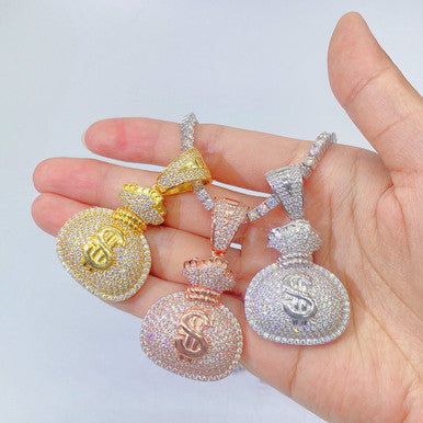 Moissanite Money Bag Pendant Extravagant