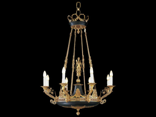 Fine Art Handcrafted Lighting Mariner Luxury 8-Light French Gold Candelabra Chandelier