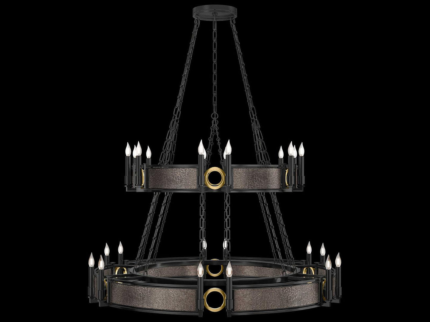 Fine Art Handcrafted Lighting Mirage 24-Light Black Iron Traditional Tiered Chandelier
