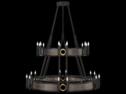 Fine Art Handcrafted Lighting Mirage 24-Light Black Iron Traditional Tiered Chandelier