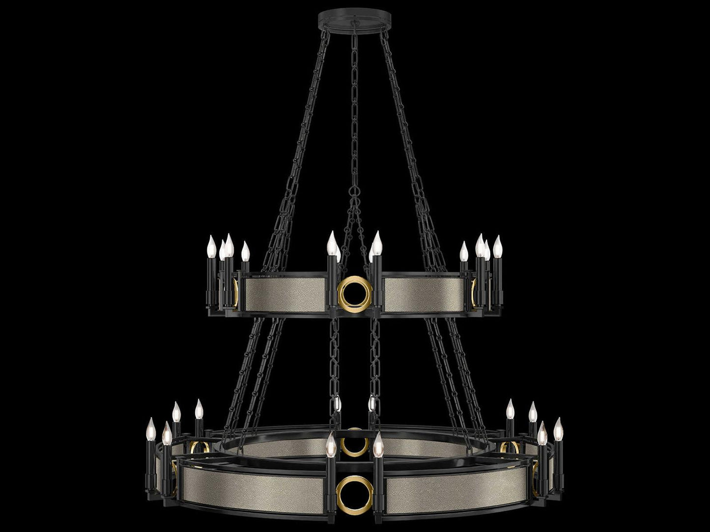 Fine Art Handcrafted Lighting Mirage 24-Light Black Iron Traditional Tiered Chandelier