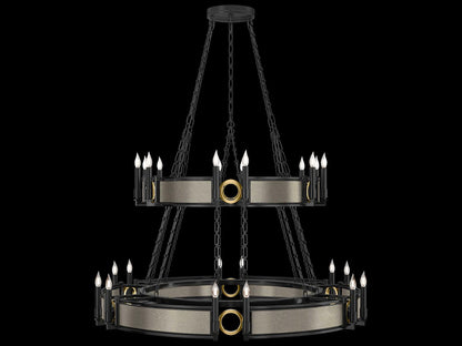 Fine Art Handcrafted Lighting Mirage 24-Light Black Iron Traditional Tiered Chandelier