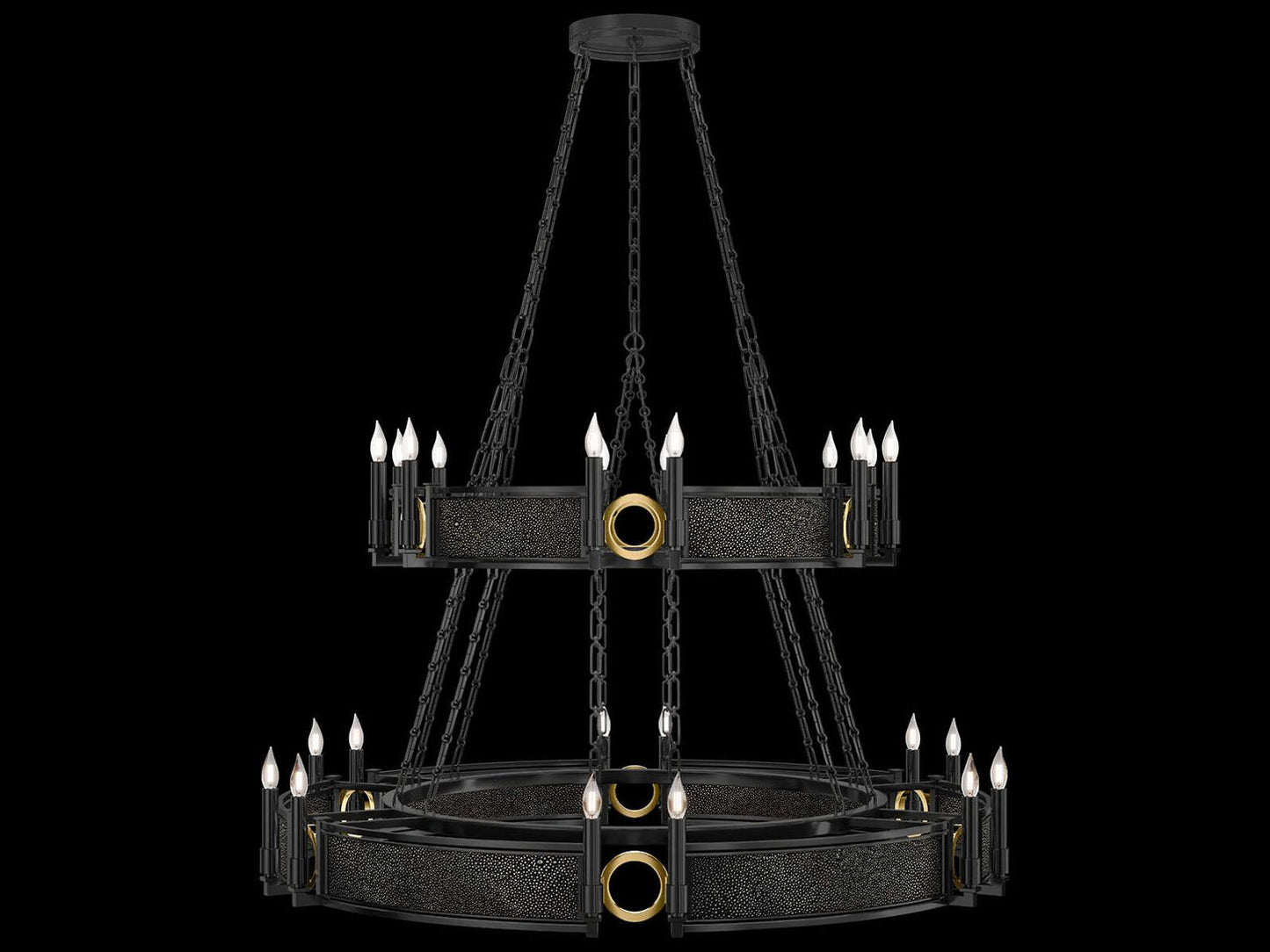 Fine Art Handcrafted Lighting Mirage 24-Light Black Iron Traditional Tiered Chandelier
