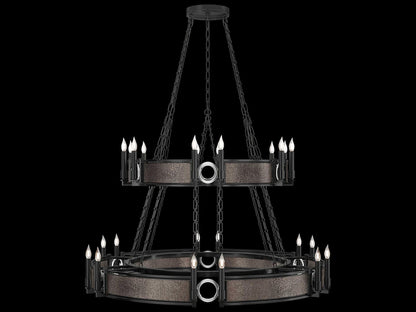 Fine Art Handcrafted Lighting Mirage 24-Light Black Iron Traditional Tiered Chandelier