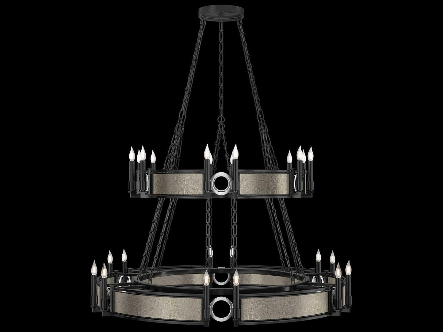 Fine Art Handcrafted Lighting Mirage 24-Light Black Iron Traditional Tiered Chandelier