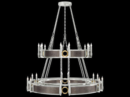 Fine Art Handcrafted Lighting Mirage 24-Light Silver Leaf Traditional Tiered Chandelier