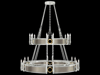 Fine Art Handcrafted Lighting Mirage 24-Light Silver Leaf Traditional Tiered Chandelier