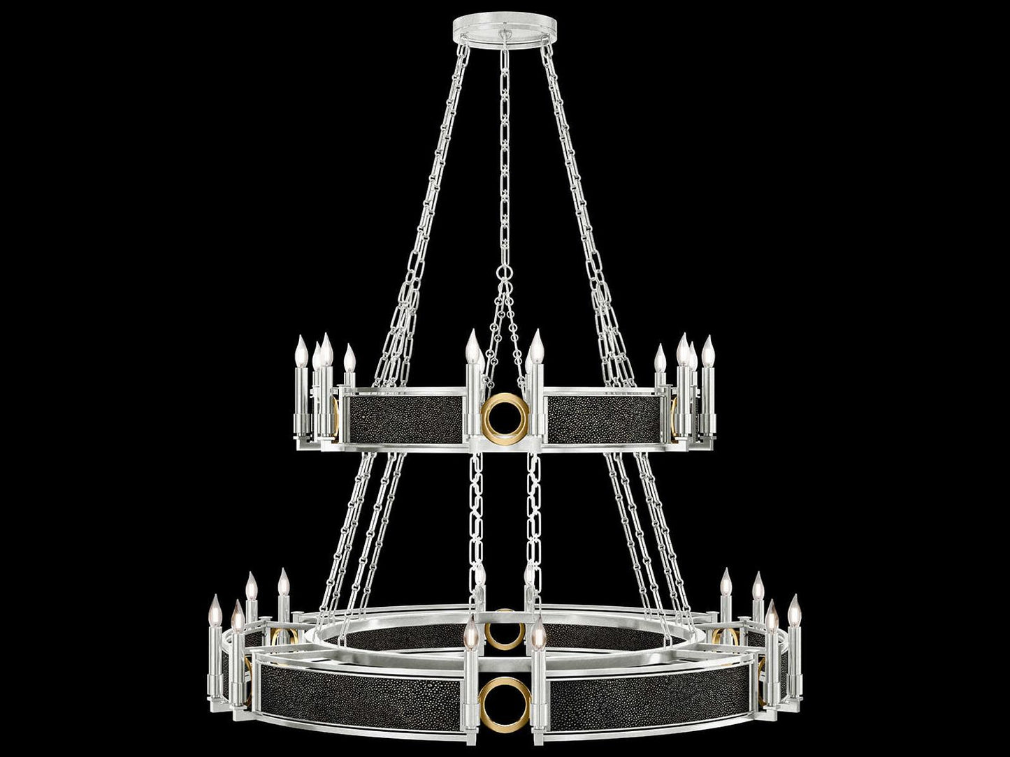 Fine Art Handcrafted Lighting Mirage 24-Light Silver Leaf Traditional Tiered Chandelier
