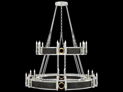 Fine Art Handcrafted Lighting Mirage 24-Light Silver Leaf Traditional Tiered Chandelier
