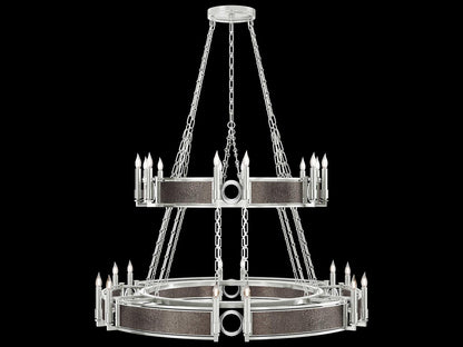 Fine Art Handcrafted Lighting Mirage 24-Light Silver Leaf Traditional Tiered Chandelier
