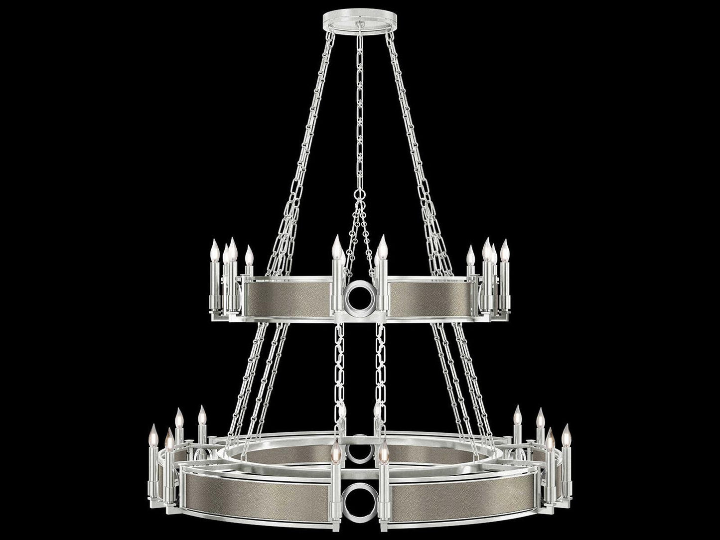 Fine Art Handcrafted Lighting Mirage 24-Light Silver Leaf Traditional Tiered Chandelier