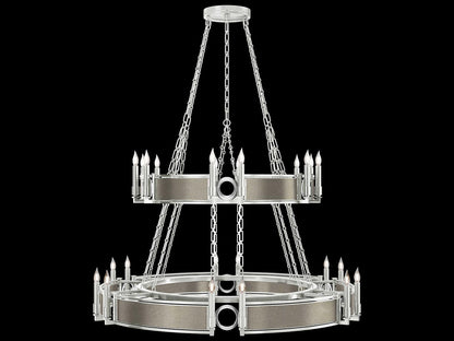 Fine Art Handcrafted Lighting Mirage 24-Light Silver Leaf Traditional Tiered Chandelier