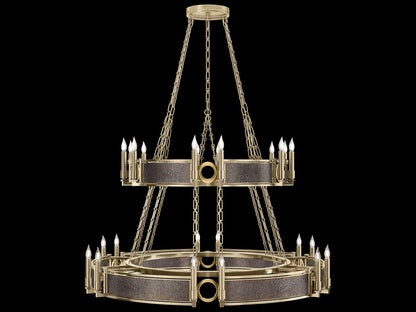 Fine Art Handcrafted Lighting Mirage 24-Light Soft Gold Leaf Traditional Tiered Chandelier