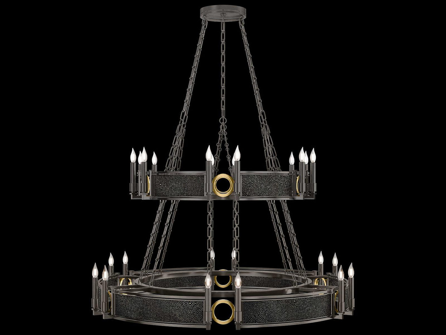 Fine Art Handcrafted Lighting Mirage 24-Light Midnight Steel Traditional Candelabra Tiered Chandelier