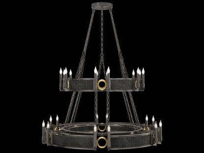 Fine Art Handcrafted Lighting Mirage 24-Light Midnight Steel Traditional Candelabra Tiered Chandelier