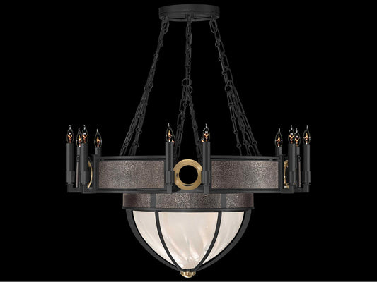 Fine Art Handcrafted Lighting Mirage 15-Light Black Iron Traditional Candelabra Chandelier