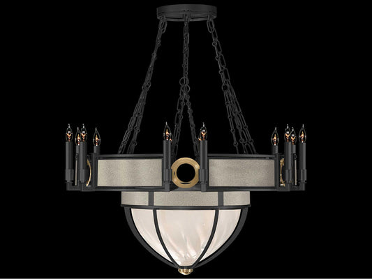 Fine Art Handcrafted Lighting Mirage 15-Light Black Iron Traditional Candelabra Chandelier