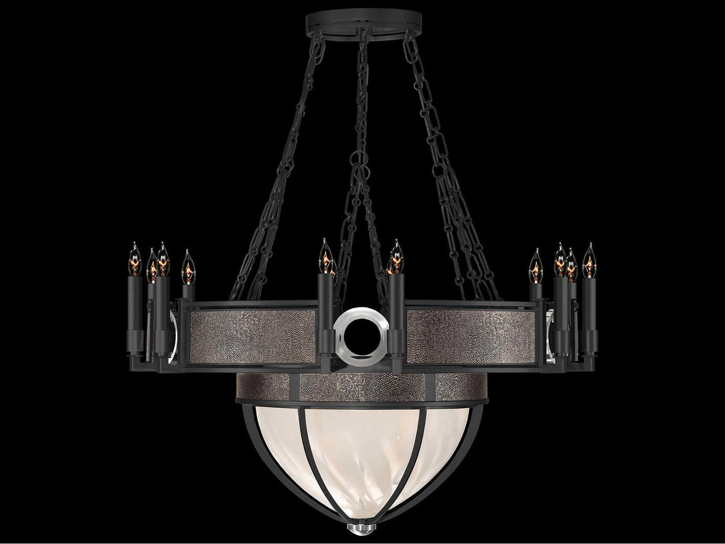 Fine Art Handcrafted Lighting Mirage 15-Light Black Iron Traditional Candelabra Chandelier