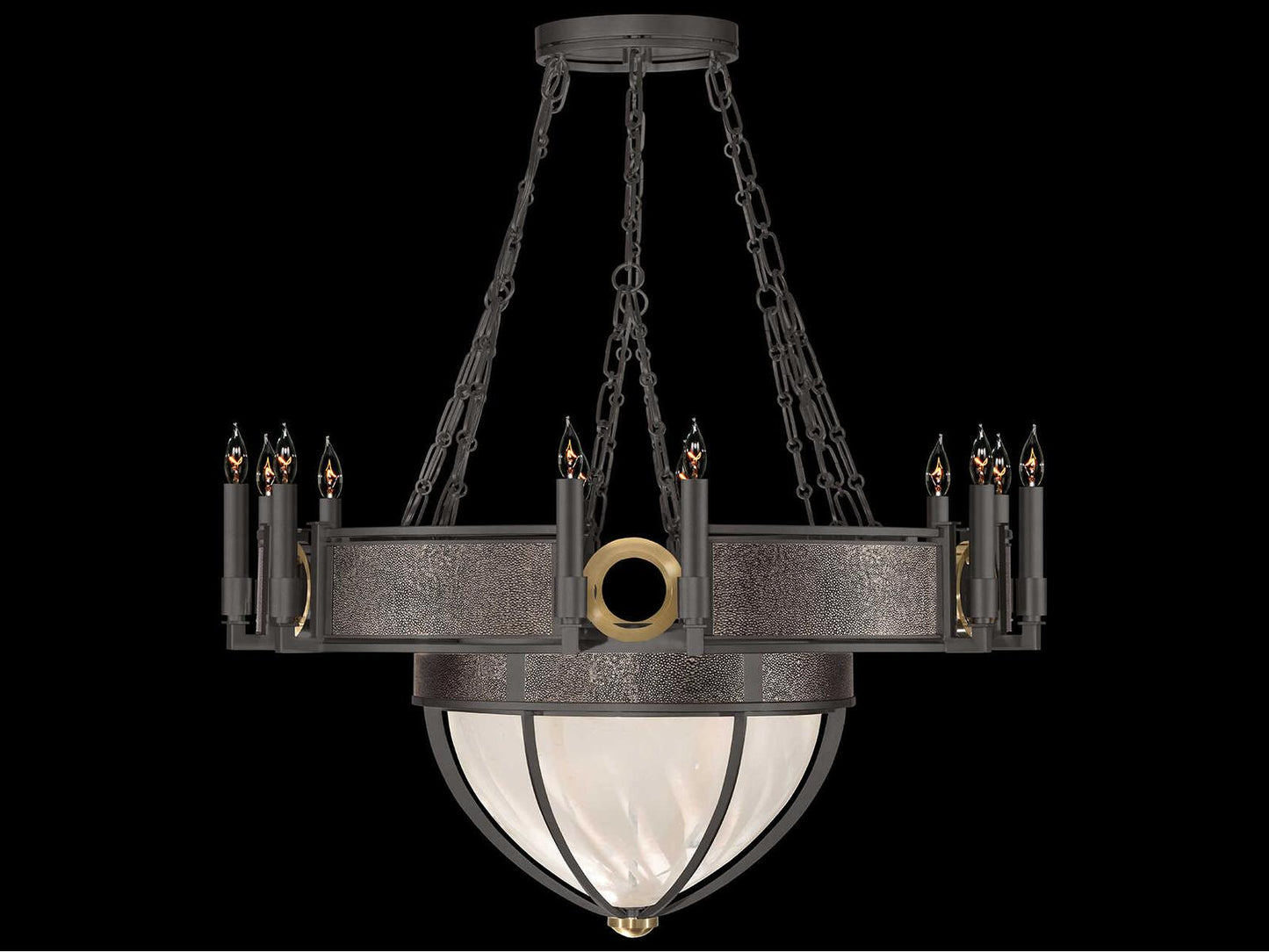 Fine Art Handcrafted Lighting Mirage 15-Light Candelabra Chandelier in Midnight Steel